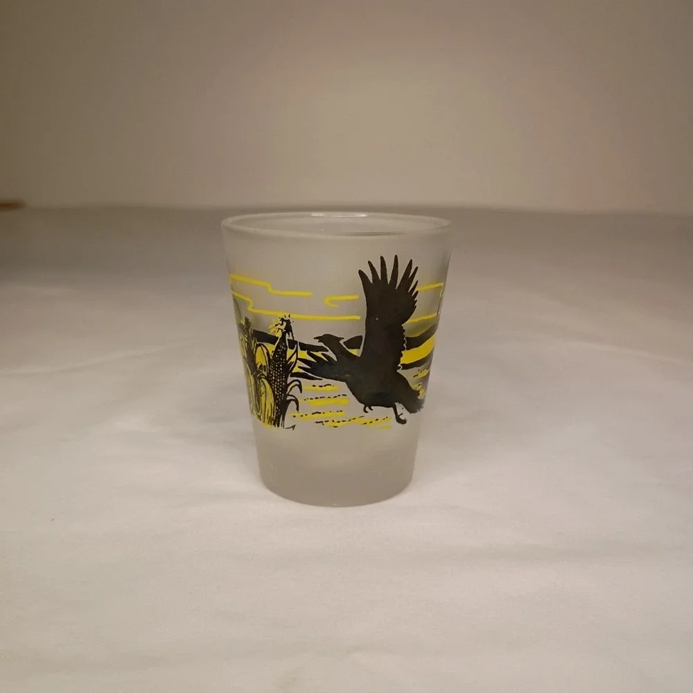 Iowa Frosted‎ Shot Glass Made in Taiwan Souvenir Corn Tractor Farm